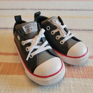 Converse ALL STAR Toddler Leather Shoes Black/Grey Size 7 (NWOT)